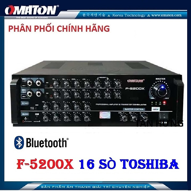 Amply Karaoke Bluetooth 16 sò lớn Omaton F-5200X - Hàng chính hãng