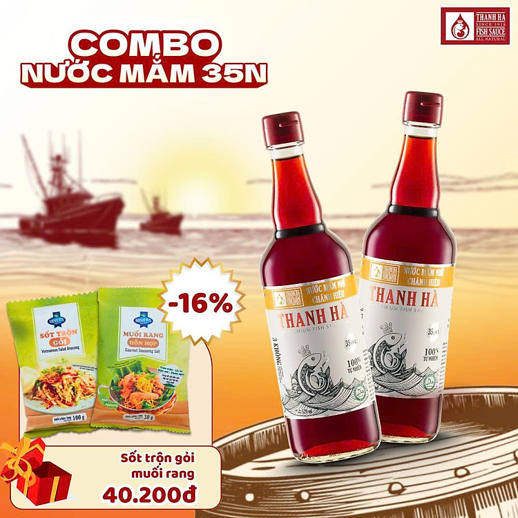 COMBO 2 CHAI NƯỚC MẮM 35 ĐỘ 520ML=> GIẢM 5% VÀ TẶNG 1 GÓI SỐT TRỘN GỎI 100G + 1 GÓI MUỐI RANG HỖN HỢP 30G