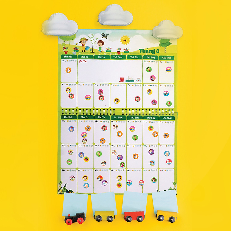 Nhật Ký Chăm Ngoan - Lịch 2020 kèm 500 STICKER Khen Thưởng để dán vào lịch siêu dễ thương cho bé