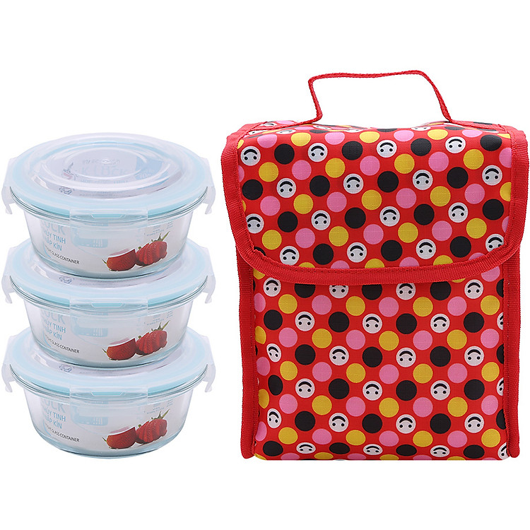 Bộ 3 Hộp Thủy Tinh Chịu Nhiệt KOVA KLOCK KV400 (3 x 400ml) Và Túi Giữ Nhiệt