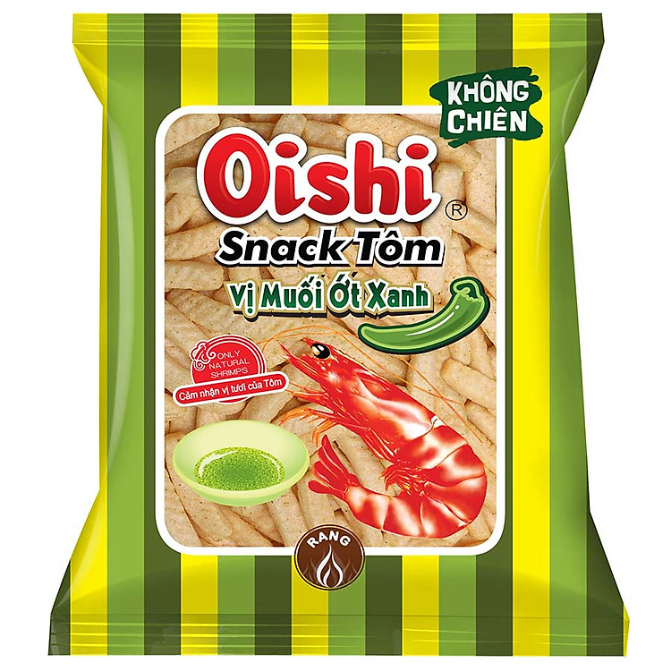 Gói Snack Oishi Vị Tôm Muối Ớt Xanh (42g/Gói)