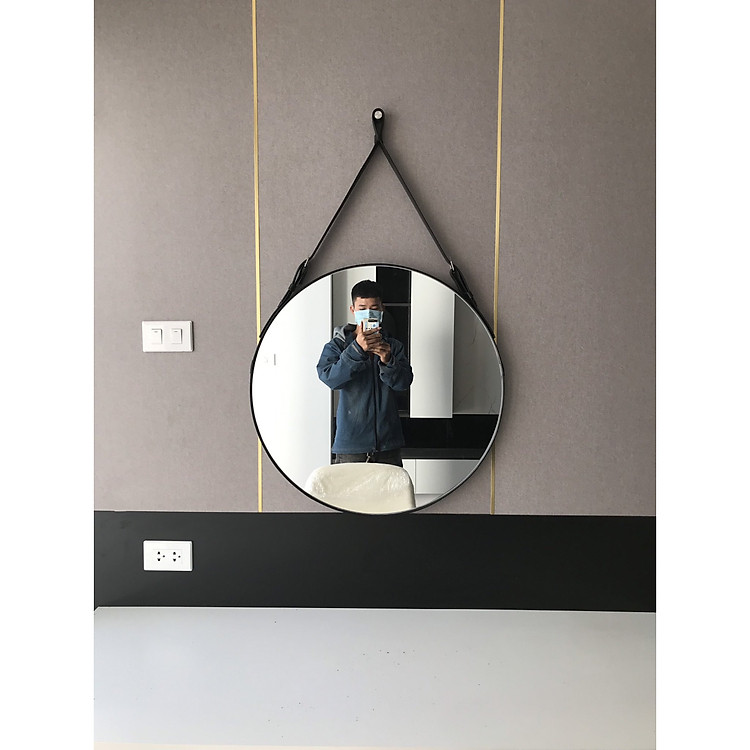Gương Tròn viền da siêu bền đường kính 50