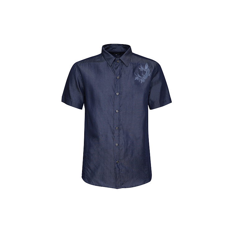Áo sơ mi jean ngắn tay họa tiết cao cấp SMJEANHT01 xanhxanhden