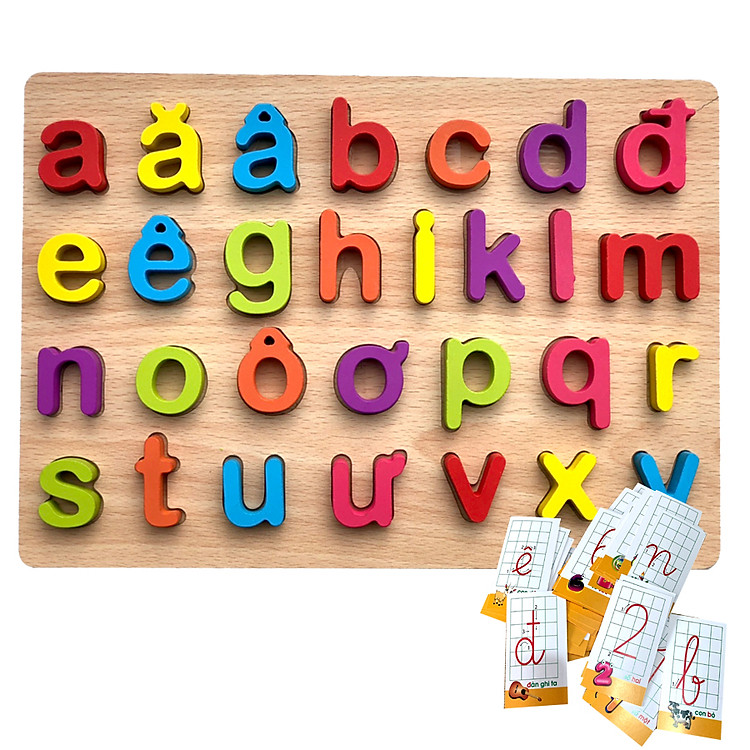 Đồ Chơi Bảng Ghép Chữ Cái Nổi Tiếng Việt In Thường Bằng Gỗ Tặng Kèm Bộ Thẻ Học Chữ Cái Và Số Cho Bé