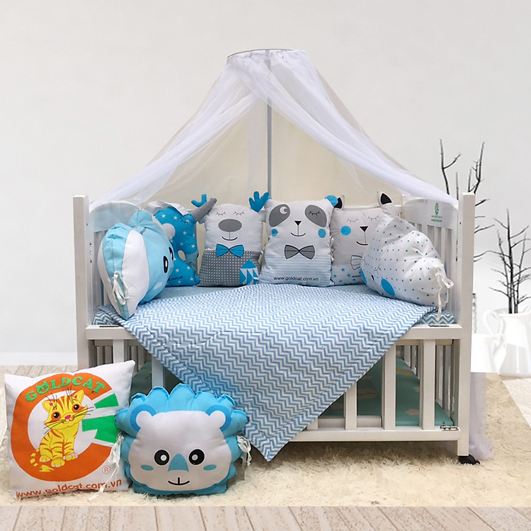 Cũi cho bé - Combo cũi 2 giát màu Sơn Trắng (Phụ kiện gối quây thú)