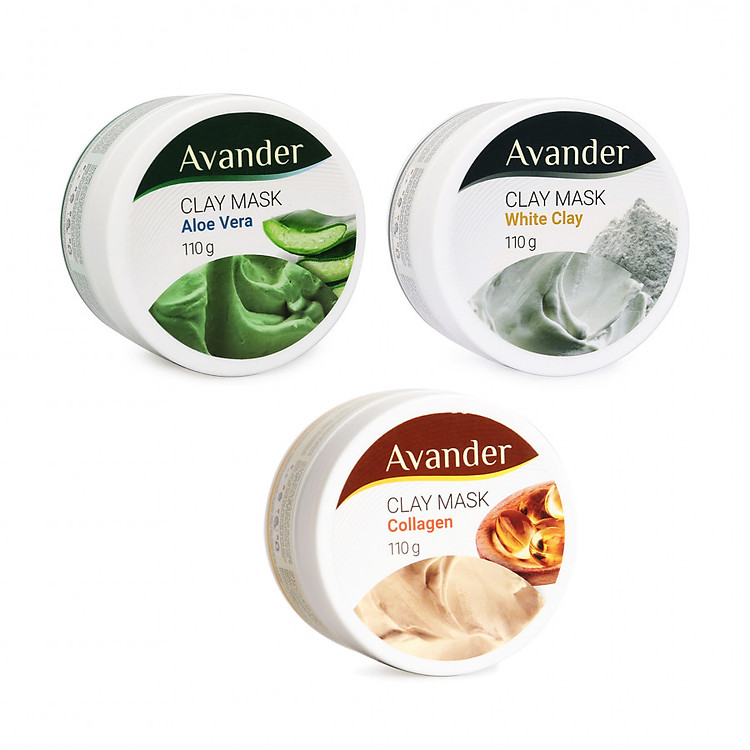 Combo 3 hũ mặt nạ đất sét Avander (Đất sét trắng + MN đất sét collagen + MN đất sét nha đam)