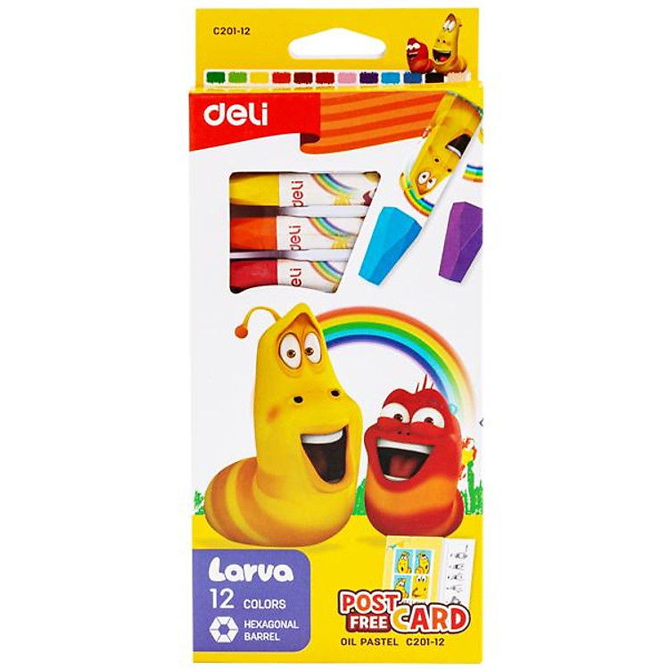 Bộ Bút Màu Sáp Dầu Larva Deli EC201-12 (12 chiếc)