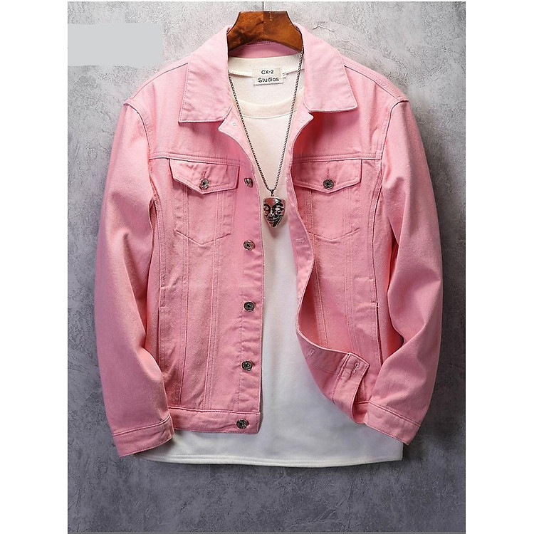 Áo khoác Jean dáng ôm body có hai túi phía trước tiện lợi trẻ trung mang phong cách Hàn Quốc chất liệu vải bò cotton cao cấp mặc thoải mái hợp với xu hướng thời trang - HOT TREND