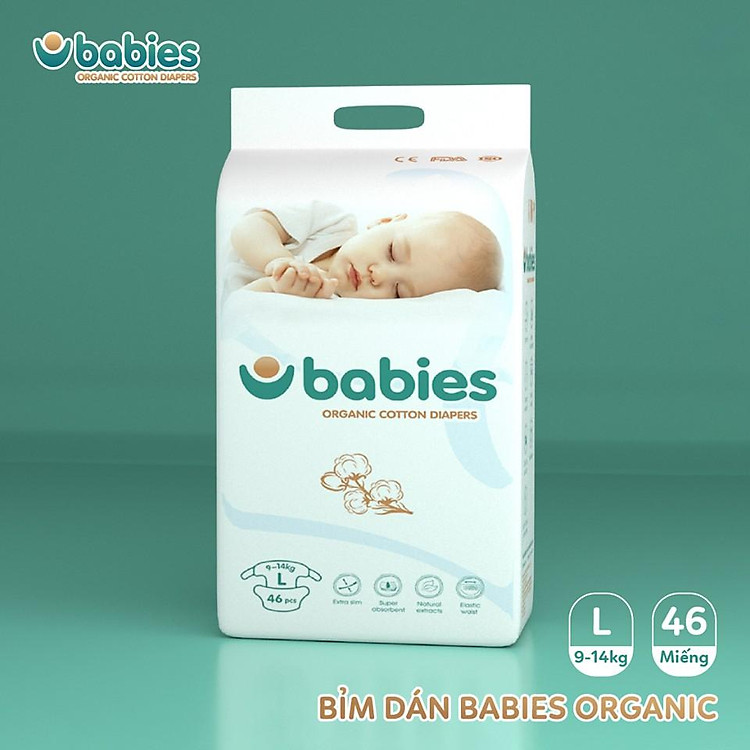Tã dán Babies Organic size L 46 miếng Chính hãng Giá tốt