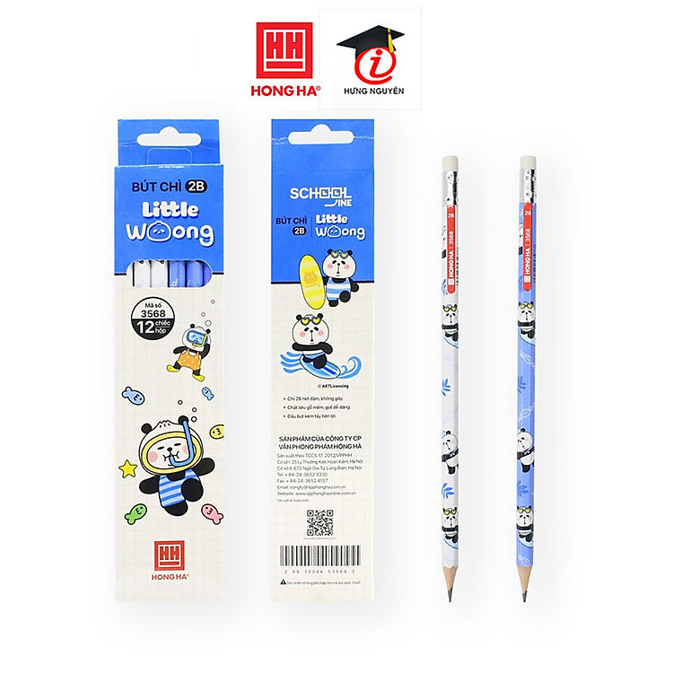 Hộp 12 Bút Chì Gỗ 2B Hồng Hà Little Woong