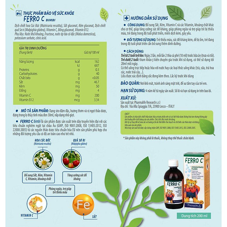 Mua Fitobimbi FERRO C bổ sung sắt, kẽm Giá rẻ - Hình ảnh 2