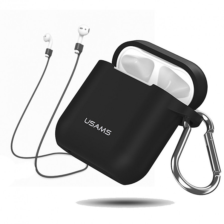 Bao case silicon và dây nối chống mất tai nghe Usams cho Apple Airpods / Earpods - Hàng chính hãng