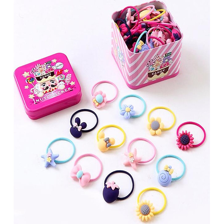 Hộp dây cột tóc có chi tiết nhỏ cưng (40 dây ngẫu nhiên/ Hộp)