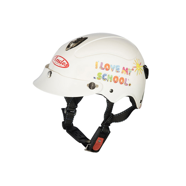 Mũ Bảo Hiểm Andes Trẻ Em Có Kính - 3S108SK Tem Bóng S83 - Trắng