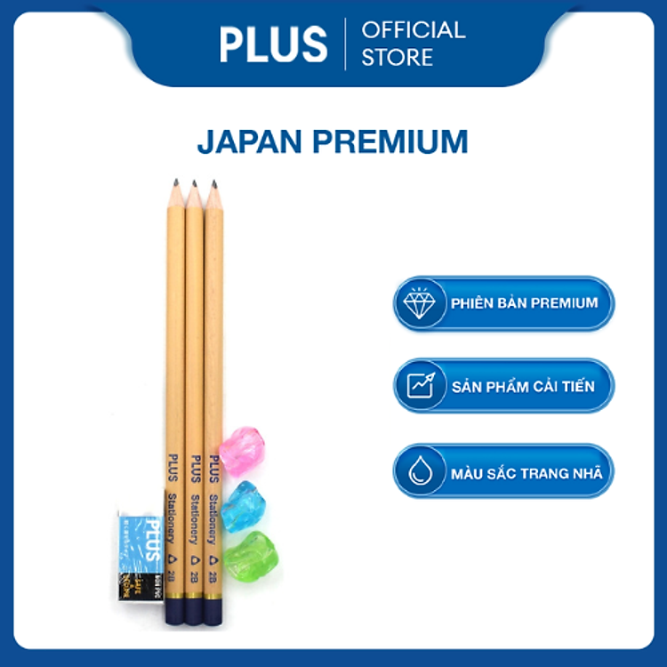 Bộ Bút Chì, Gôm và Đệm Cầm Bút PLUS (3 sản phẩm)