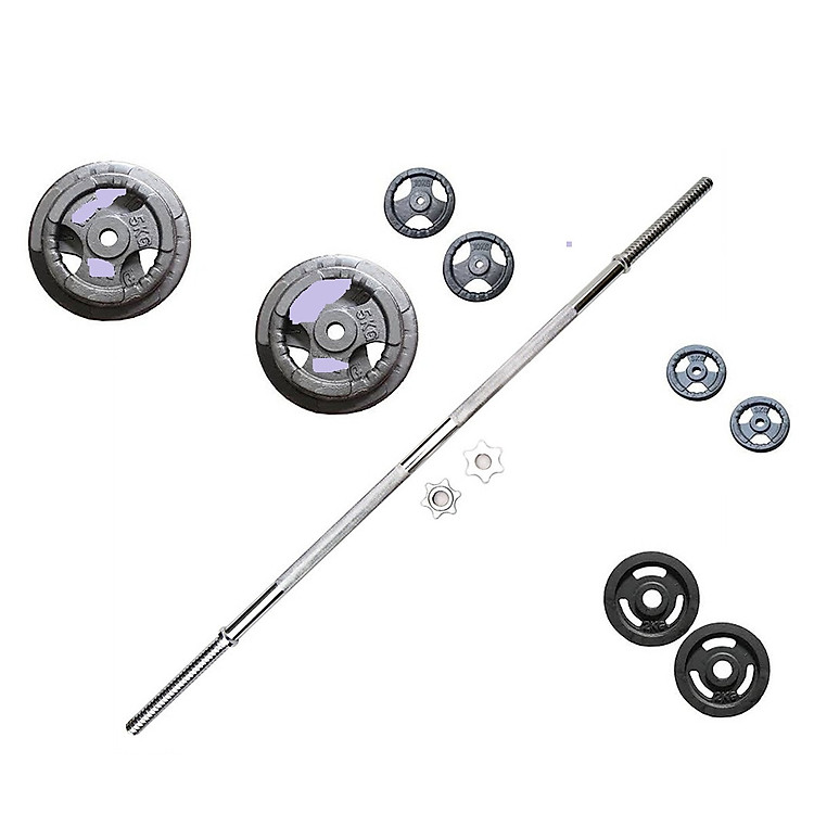 Bộ combo đòn tạ 1,5m và 30kg tạ gang ( 2 bánh 10kg,2 bánh 3kg và 2 bánh 2kg)