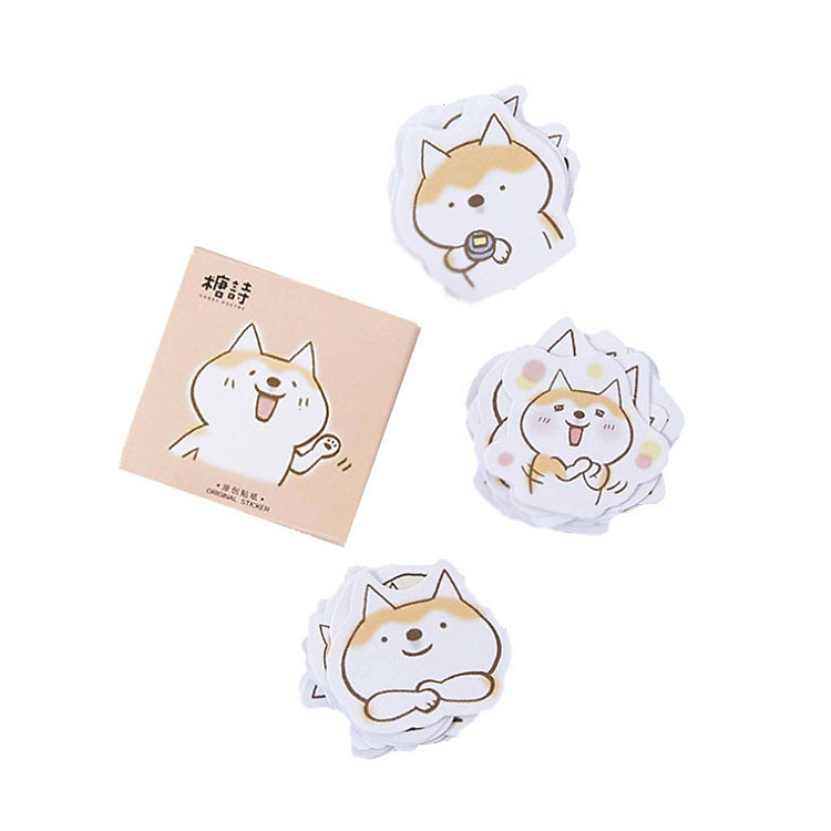 Hộp miếng dán sticker trang trí Molang- Chó Shiba Inu-Chuột Hamster