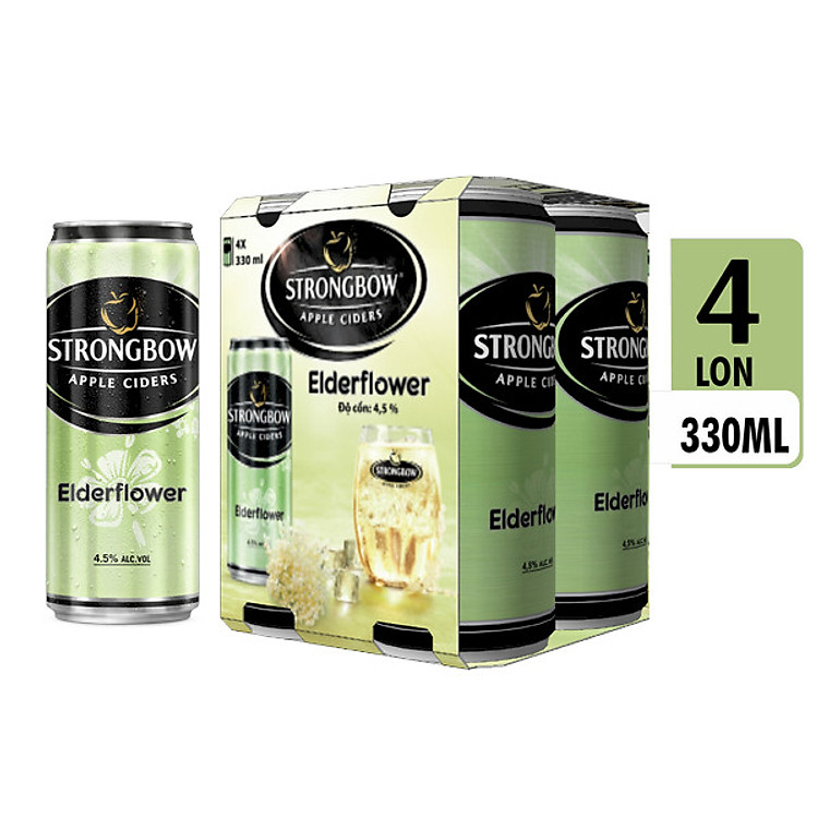 Lốc 4 Lon Cao Strongbow Vị Hoa Elder (330ml / Lon)