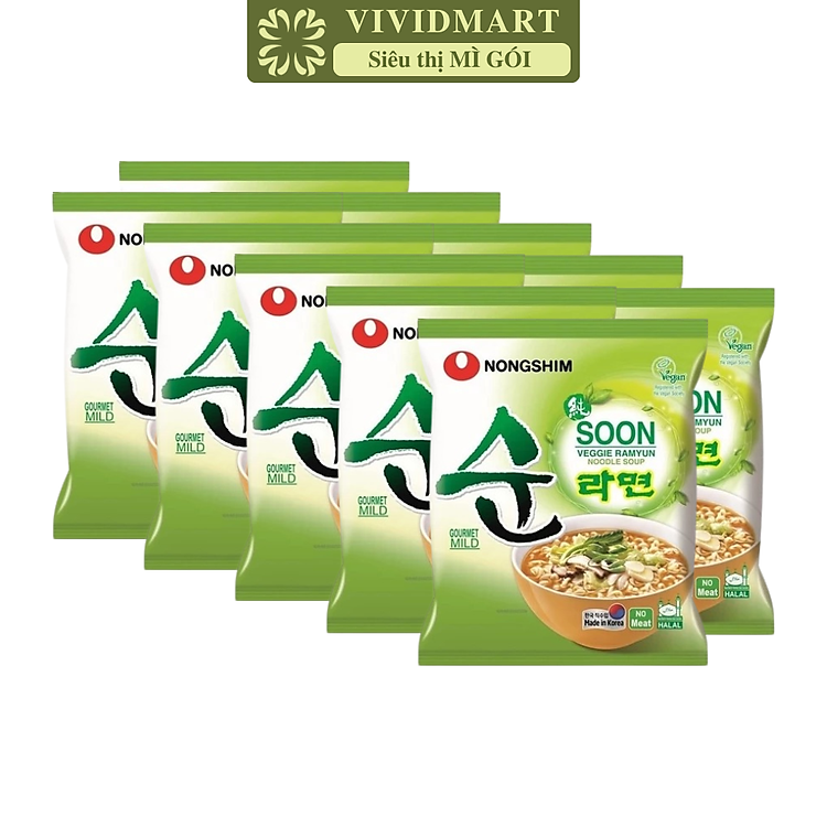 NONGSHIM - Mì chay Nongshim Soon Veggie, Mì Nongshim chay, Mì chay Soon Veggie, Mì chay Hàn Quốc (112g/gói)