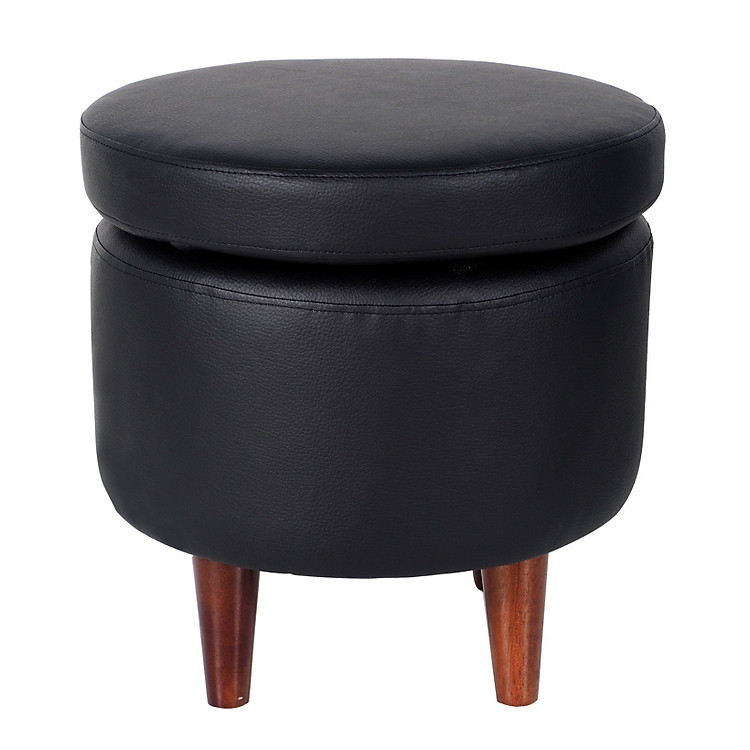 Ghế Đôn Tròn 2 Lớp Simili BizSofa - B535 45 cm - Black PU