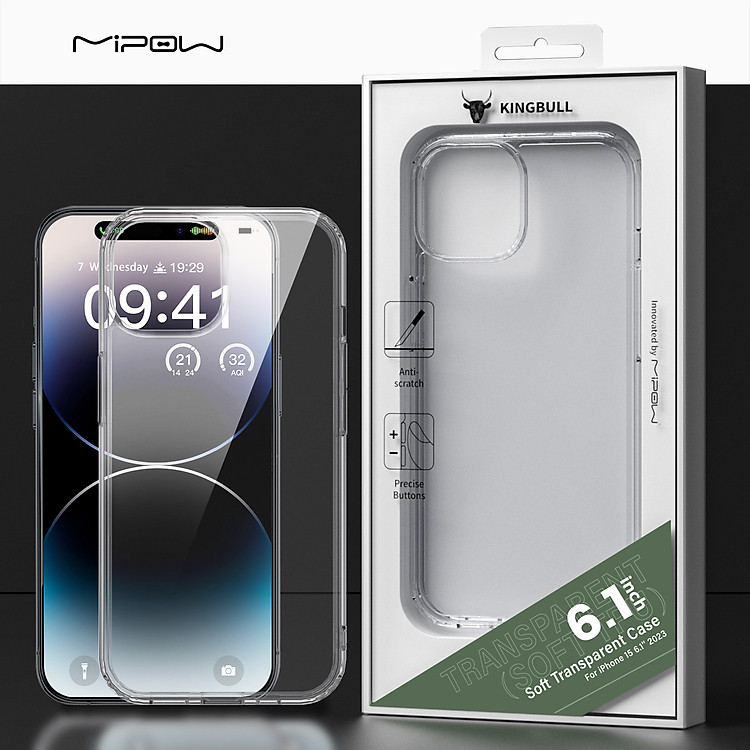 Ốp Lưng Trong Suốt Silicon TPU Cho iPhone 15 / iPhone 15 Plus/ iPhone 15 Pro/ iPhone 15 ProMax MIPOW SOFT TRANSPARENT CASE Chống Ố Vàng_ Hàng chính hãng