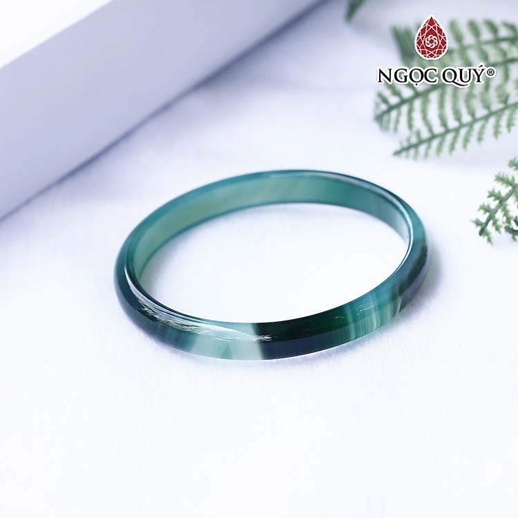 Vòng đá mã não xanh lá bản mỏng Ni56 - Ngọc Quý Gemstones