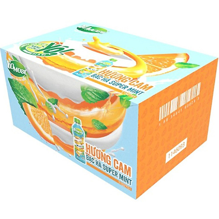 Thùng 24 chai Yomost Sữa Trái Cây Cam Bạc Hà (270ml/Chai)