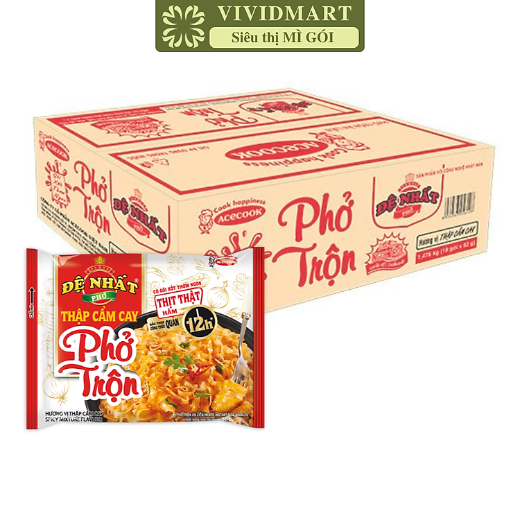 ACECOOK - Phở trộn Đệ Nhất hương vị Thập cẩm cay, Phở thập cẩm cay trộn Đệ Nhất Phở trộn ăn liền (82g/gói)