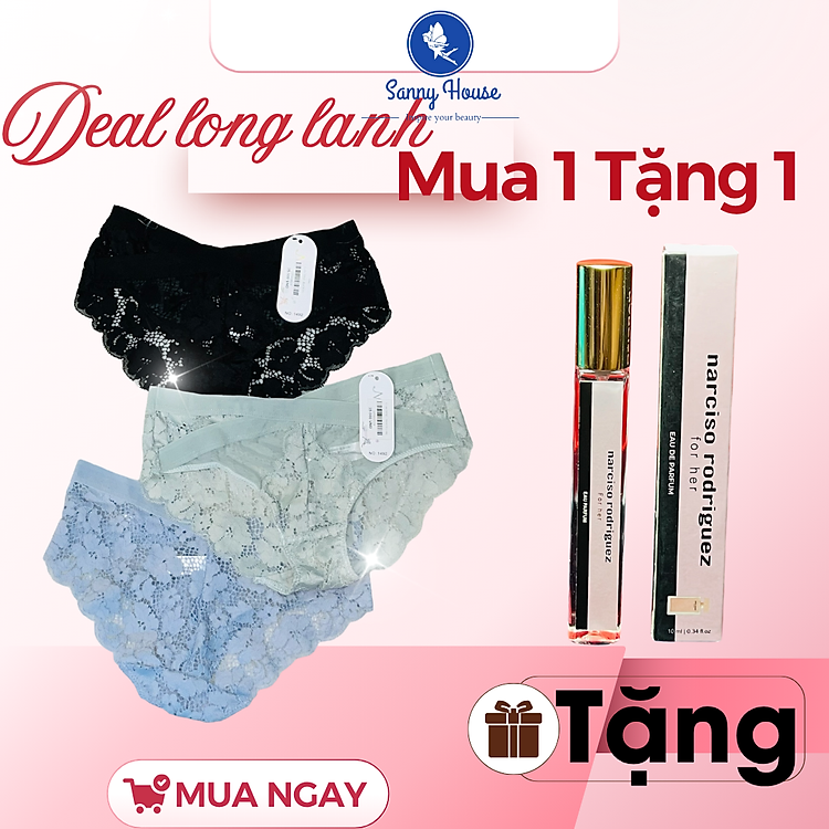 Combo Mix 3 Quần Lót Nữ Cao Cấp Nhiều Mẫu Xinh Xắn Tặng Kèm Nước Hoa Chiết 10ml Chính Hãng