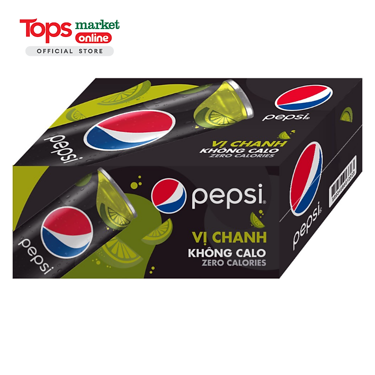 Thùng 24 Nước Ngọt Pepsi Zero Vị Chanh Lon 320Ml