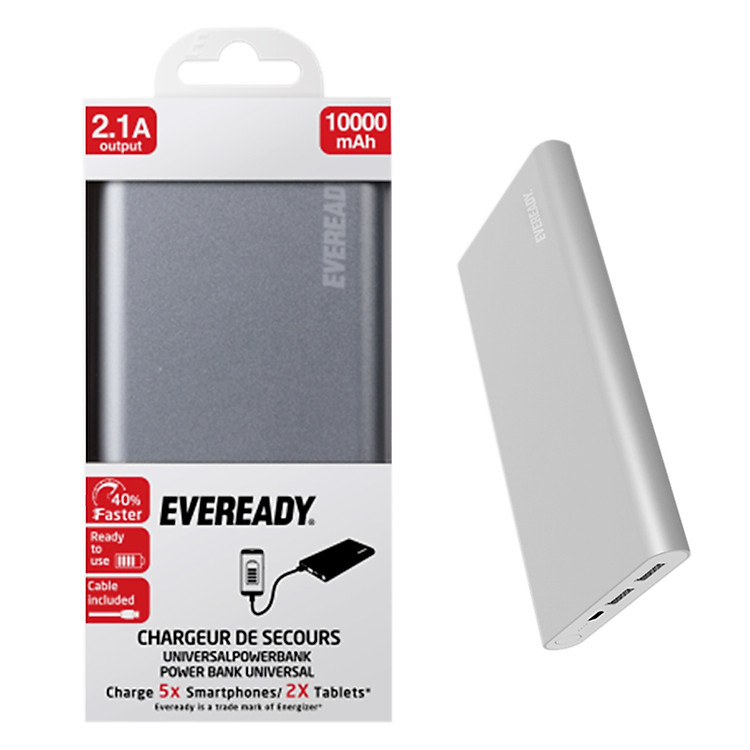 Pin Sạc Dự Phòng Polymer Eveready 10000mAh Silver - Hàng Chính Hãng