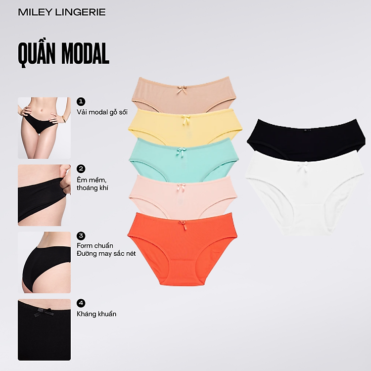 Bộ 8 quần lót nữ Modal Bikini Miley Lingerie - New Color