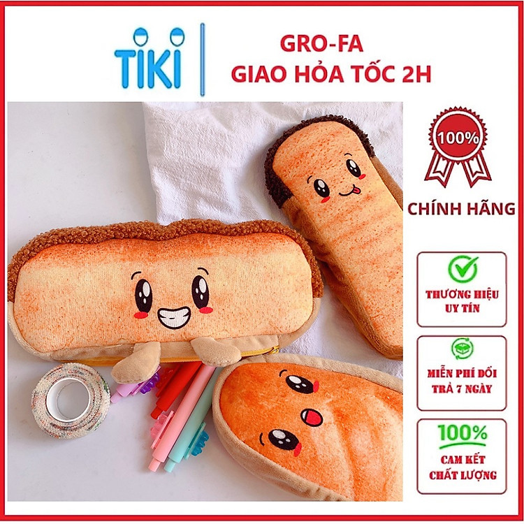 Túi Đựng Bút Hình Bánh Mì Nhồi Bông Sáng Tạo Sức Chứa Lớn
