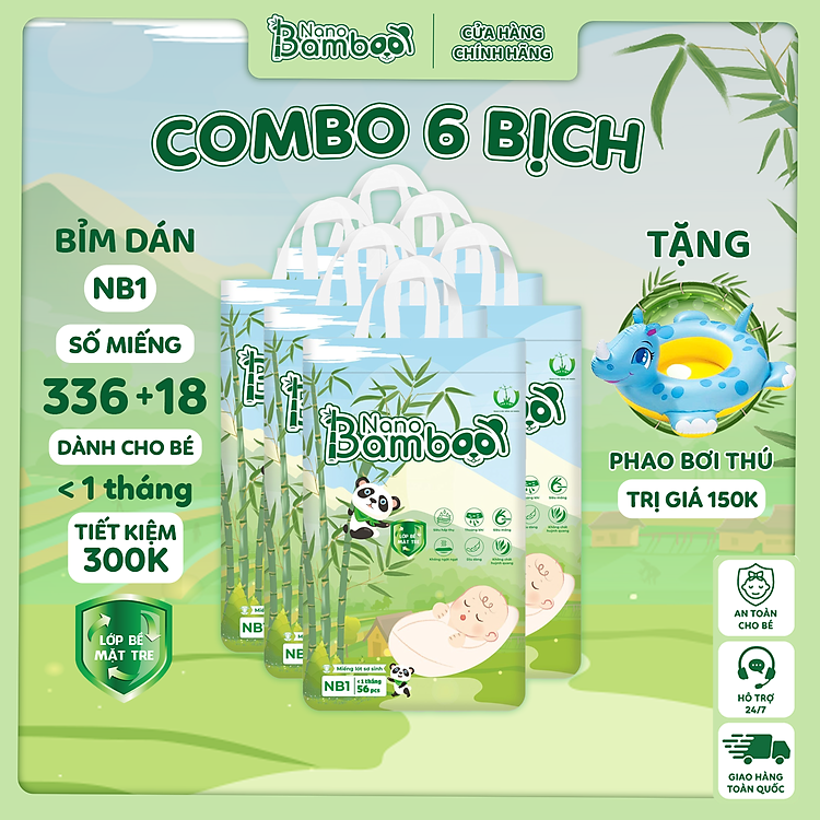 COMBO 6 Bịch Tã Nano Bamboo Tiết Kiệm Chính hãng Tiết kiệm