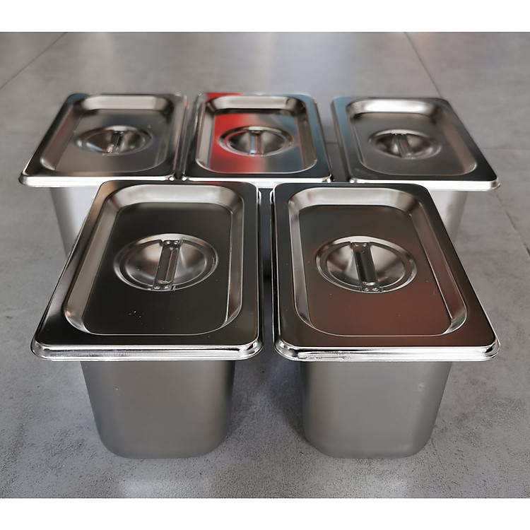 Combo 5 khay inox đựng thạch trà sữa, thực phẩm