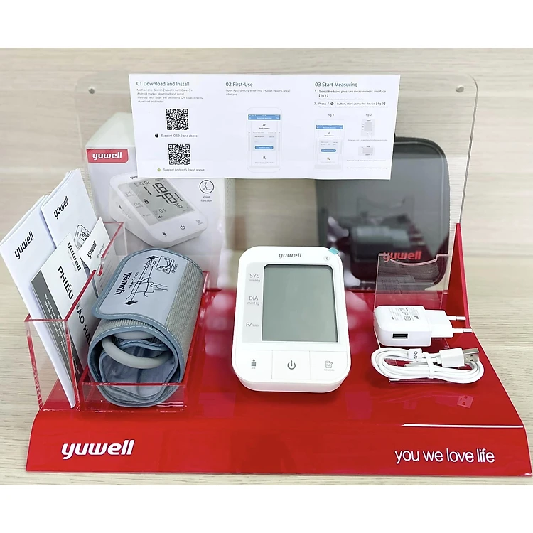 Máy đo huyết áp điện tử bắp tay chính hãng YUWELL YE670CR - Có chức năng Bluetooth - Pin sạc 300 lần đo - Bảo hành 5 năm