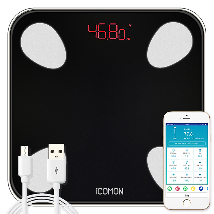 Cân Điện Tử Đo Lượng Mỡ Cơ Thể ICOMON i9u - Đen