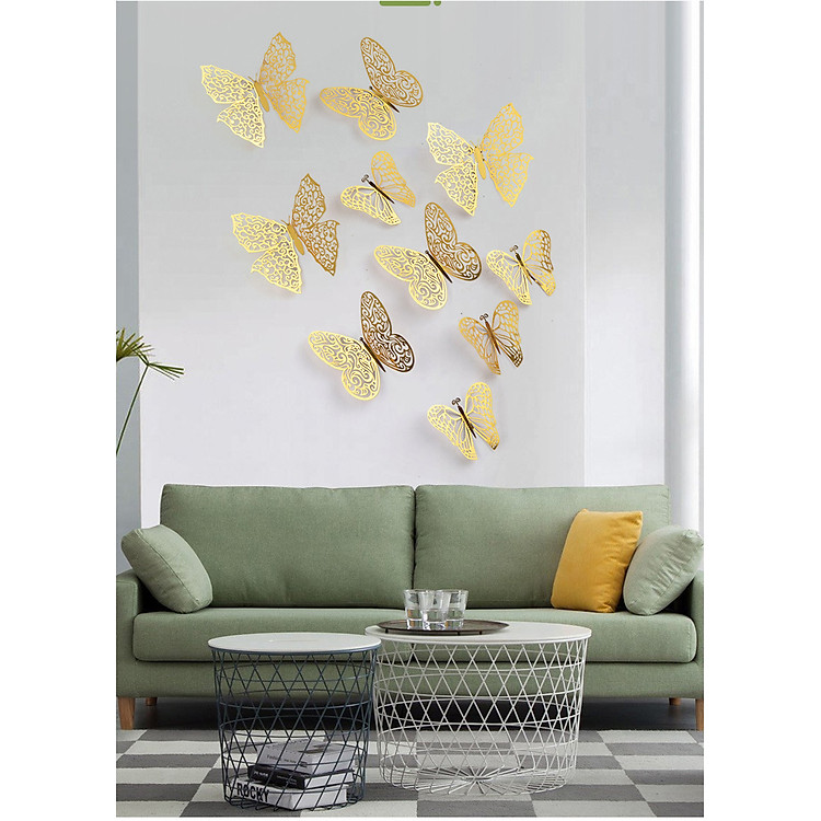 Bộ Bướm Kim Loại Dán Tường DT19 (12 chiếc)