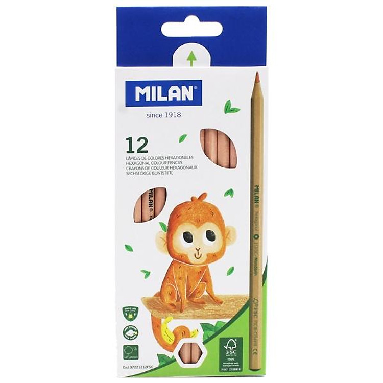 Hộp Bút Chì Màu Gỗ Tái Chế Milan (12 chiếc)