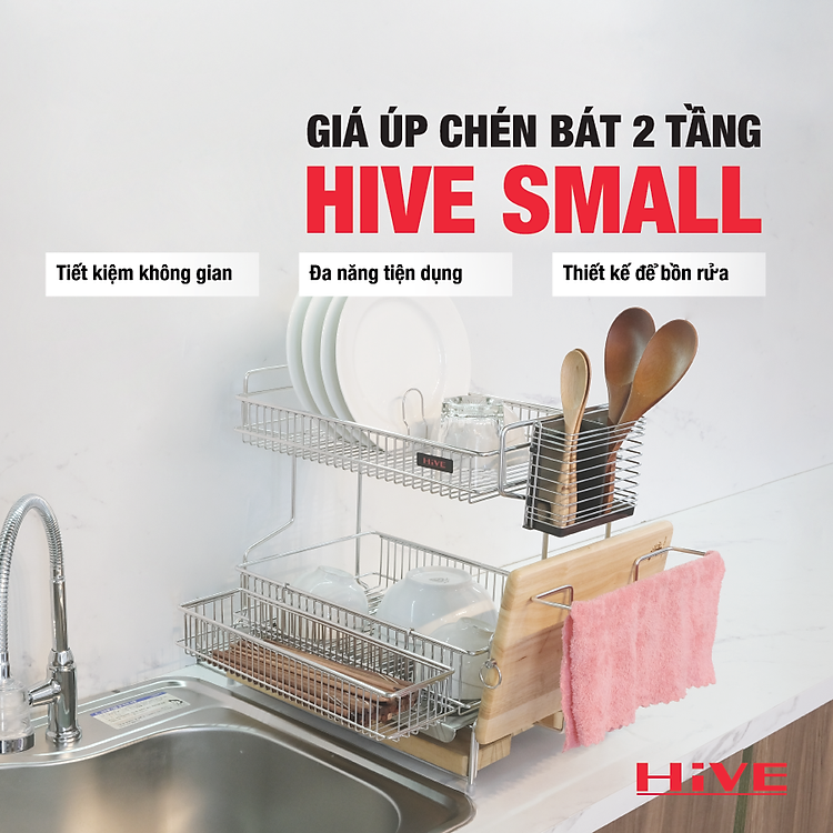 Kệ úp chén bát 2 tầng HiVE SMALL inox 304.