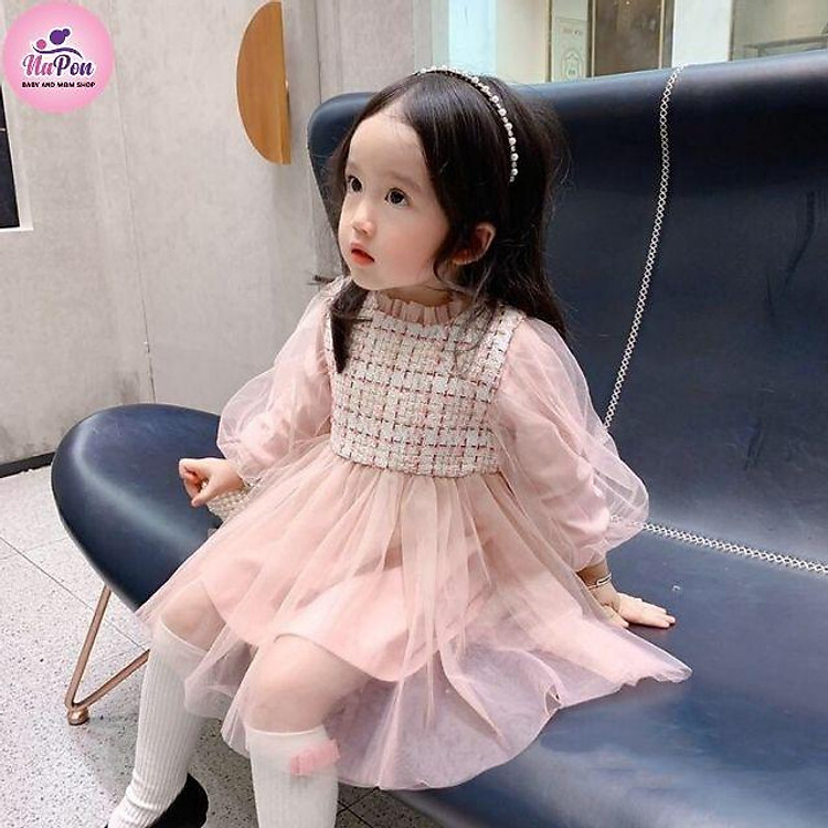 Set váy tiểu thư baby cho bé gái dáng xòe, cực yêu với màu hồng ngọt ngào size(10-24kg)