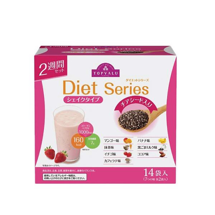 Bột ăn kiêng hương vị trái cây + hạt chia Topvalu - Hộp 40G x 14