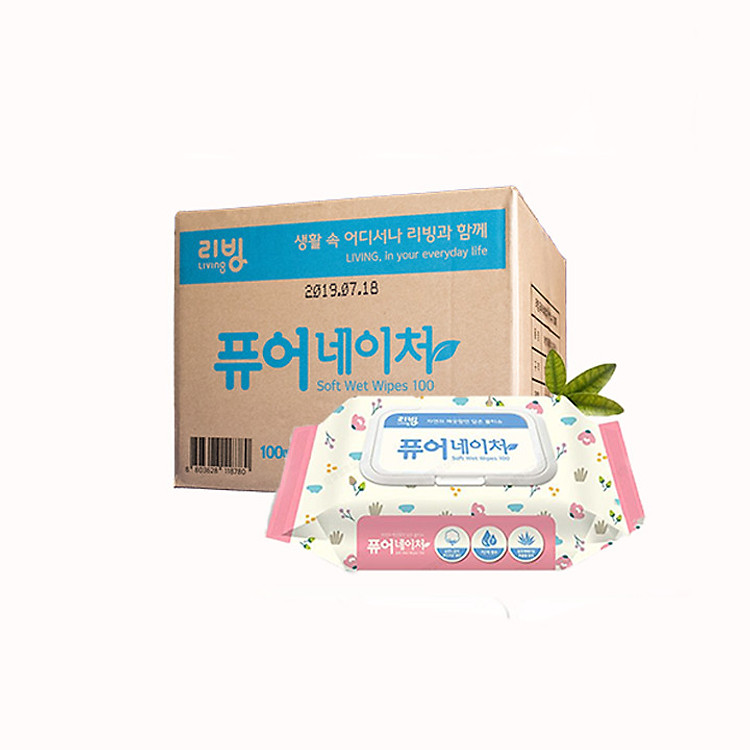 1 Thùng 24 Gói Khăn Ướt PureNature Hàn Quốc Loại 100 Tờ