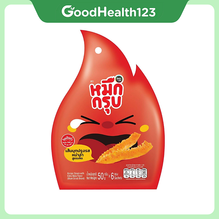 Mực Sật Thái Lan - Snack Konjac SunSu - Cay tê, Giòn Sần Sật, Chuẩn vị Tứ Xuyên - Bịch 6 gói 50g