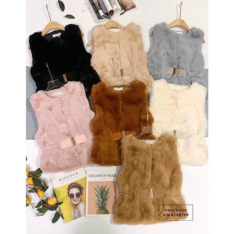 Áo gile lông thỏ cổ tròn ms085