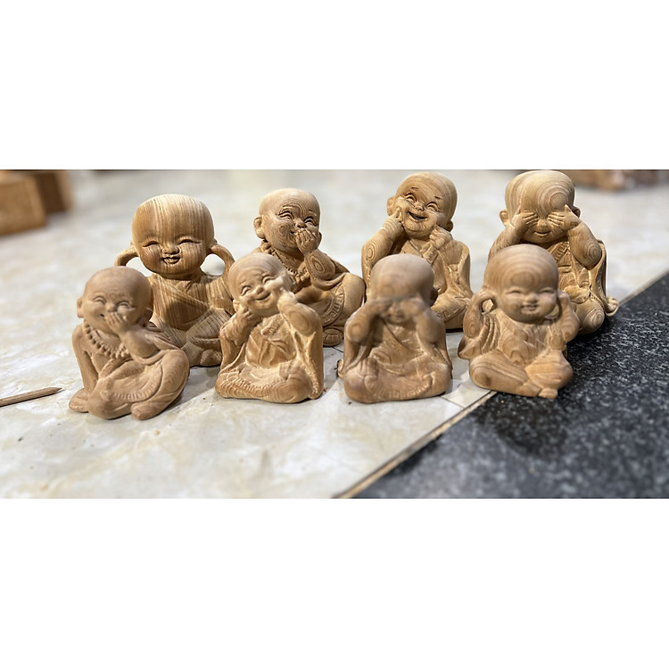 Tượng Tứ Không Bằng Gỗ Ngọc Am (9×8×6cm) - Ảnh 3