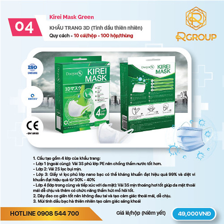 < 1 HỘP 10 CÁI> KHẨU TRANG 3D MASK NGƯỜI LỚN - có mùi thơm bạc hà, chống say xe hiệu quả - Doctor K