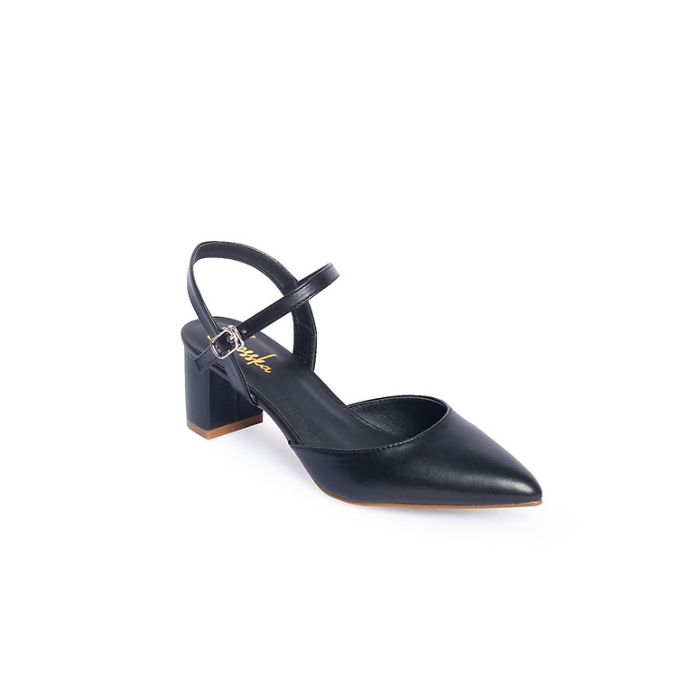 Giày Nữ, Giày Cao Gót Kitten Heels Erosska Mũi Nhọn Phối Dây Hở Gót Cao 5cm _ EK001 Đen