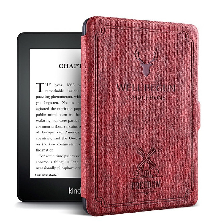 Combo Máy Đọc Sách Kindle Paperwhite Gen 10 (8GB - Màu Đen) và Bao da WELL BEGUN - Hàng nhập khẩu