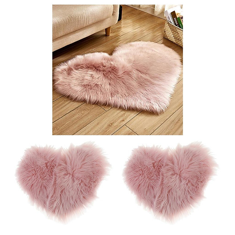 2x Heart Shaped Love Soft Plush Area Rugs for Home Living Room Sofa Floor Mat